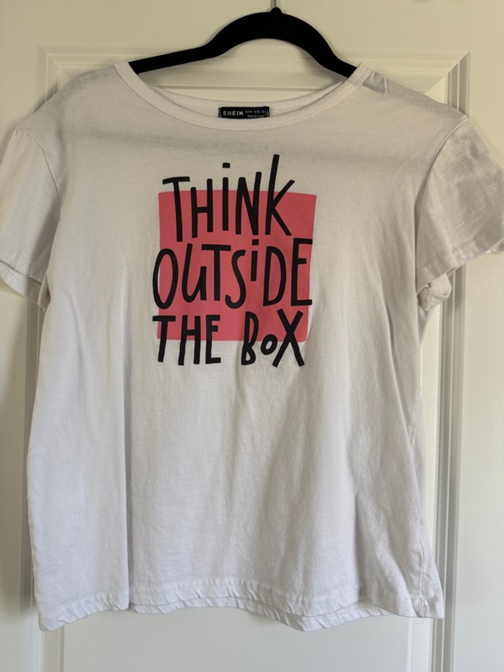 SHEIN "Think Outside The Box" Graphic Tee - Size M 💡